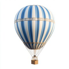 Obraz premium Striped hot air balloon isolated on white background for travel, adventure, and festival use cases.