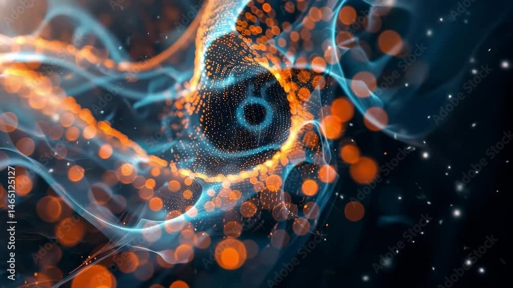Poster vibrant animation of swirling colors and lights creating mesmerizing patterns in an abstract digital
