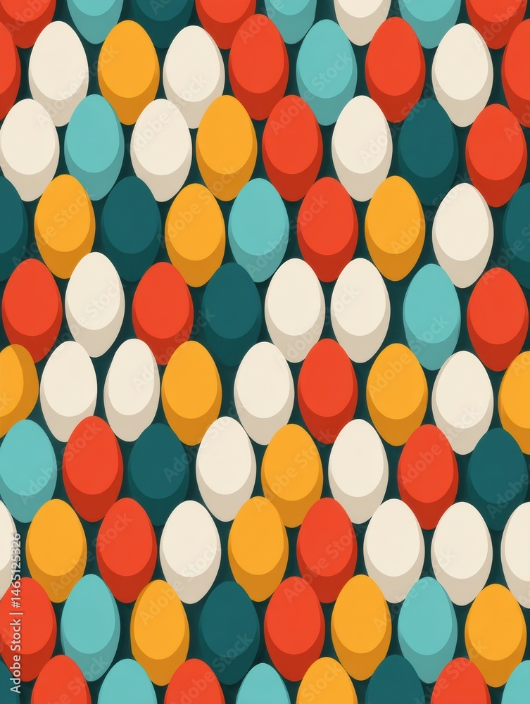 Fototapete colorful symmetrical flat pattern featuring small egg icons on a vibrant background with a modern de