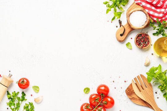 Healthy food background on white.