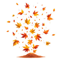 Colorful autumn leaves falling to the ground.