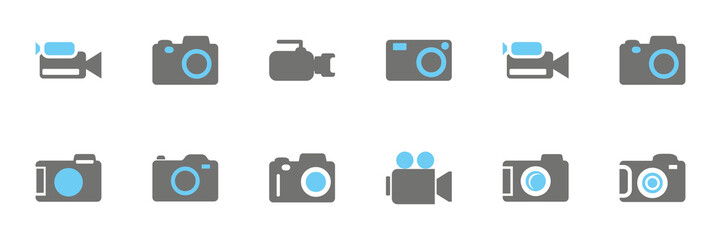 Photo and video camera icon vector. Camera icon set. Photo camera in flat style. Vector illustration eps 10