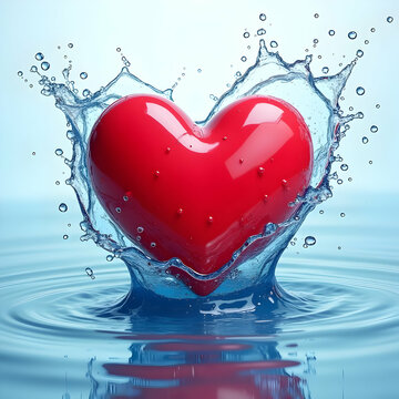 Red Heart Water Splash: Love, Purity, and Passion