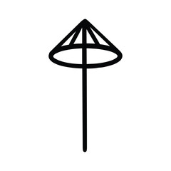 Drink Umbrella Icon Hand Drawn Black and White - Thick Lines