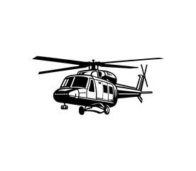 High-Quality Black and White Helicopter Illustration for Aviation Enthusiasts and Graphic Designers