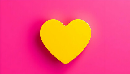 Yellow Heart Against Pink Background Symbolizing Love Affection and Positive Emotions