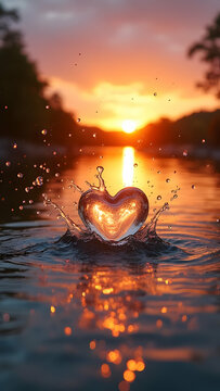 A Heart of Glass at Sunset: Stunning Water Splash Photography