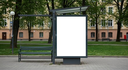Urban Showcase&mdash;White Blank Advertising Billboard Positioned in a European Street Setting