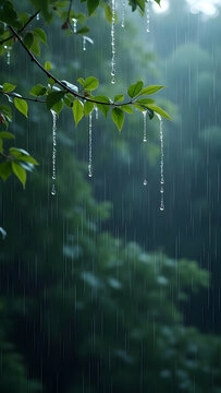 Rainy Day Nature Photography: Green Leaves and Raindrops