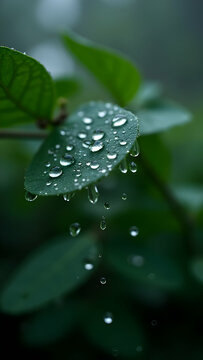 Raindrops on Green Leaves: Nature Photography