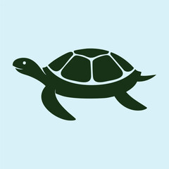 Turtle Silhouette Illustration on Blue Background