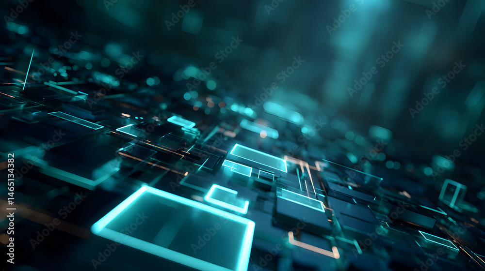 Poster abstract luminous network of data processing and futuristic technology concept visualization space