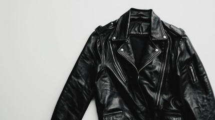 Stylish black leather biker jacket