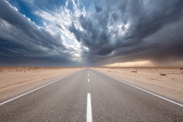 Naklejka premium Empty road under stormy sky