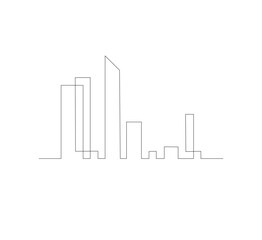 continuous drawing vector one line Panoramic landscape of Metropolis architecture. Hand drawn silhouette of skyscraper. Apartment building isolated minimalist illustration