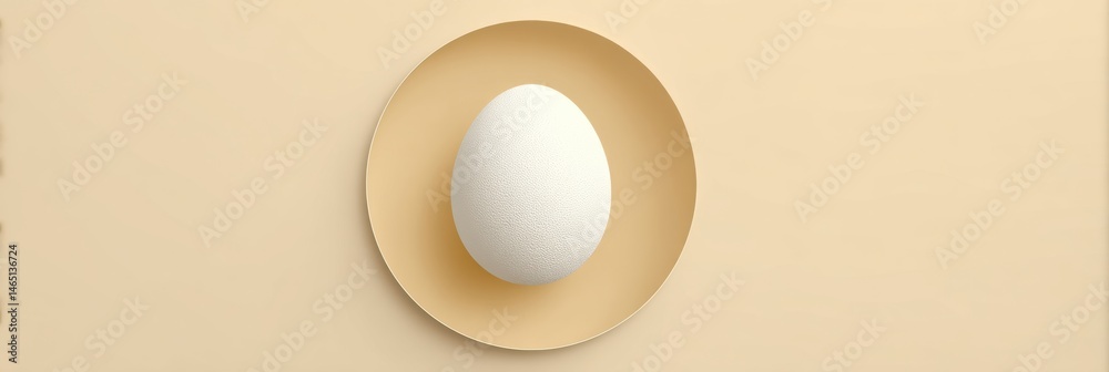 Aufkleber Minimalist Design Featuring a White Egg Shape Centered Against a Beige Background Evokes Simplicity and Tranquility in Modern Decor Generative AI