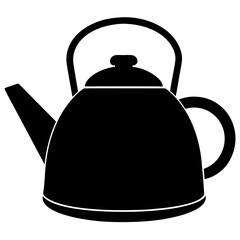 black silhouette kettle kitchen vector art illustration