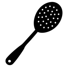 black silhouette perforated spoon kitchen vector art illustration