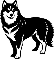 Alaskan malamute simple black silhouette, Black silhouette vector icon, silhouette illustration. Dog Vector