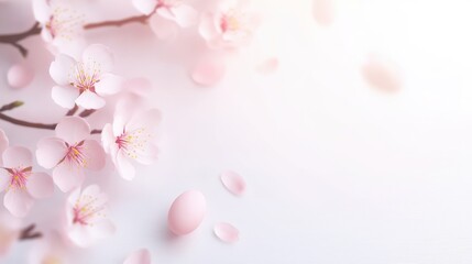 Delicate pink cherry blossoms, soft floral background with gentle petals, perfect for spring themes and seasonal greetings.