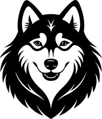 Alaskan malamute simple black silhouette, Black silhouette vector icon, silhouette illustration. Dog Vector