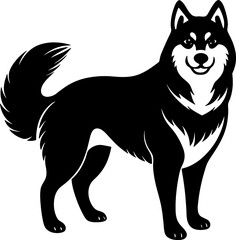 Alaskan malamute simple black silhouette, Black silhouette vector icon, silhouette illustration. Dog Vector