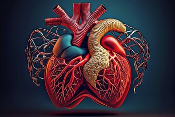 Naklejka premium Detailed 3D Illustration of Human Heart Anatomy