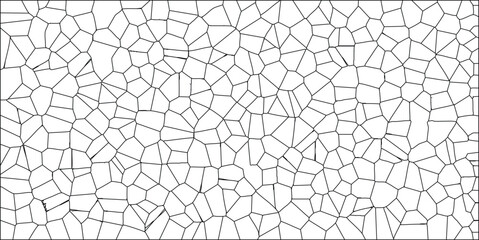 Obraz premium Abstract voronoi diagram pattern in black and white illustrating a geometric polygonal network suitable for backgrounds and digital design elements