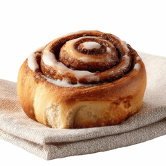 Delicious Cinnamon Roll on Linen Napkin