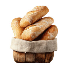 Crusty Bread Loaves in Rustic Wooden Basket