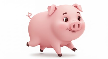 Cartoon pig running illustration