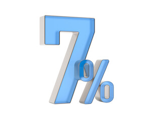 Seven percent on white background. Isolated 3D illustration