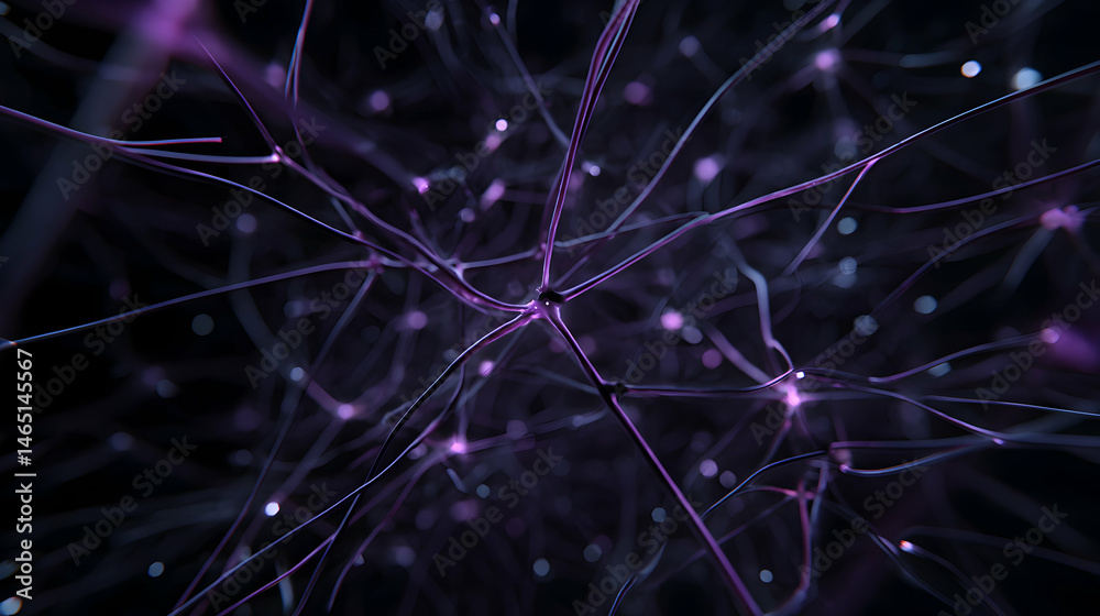 Poster elegant network of neural connections glows with intensity showing intricate pathways and interactio