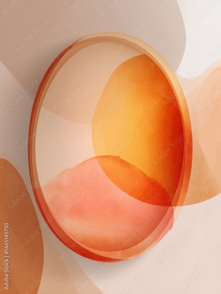 Aufkleber Modern Soft Orange Oval Design Placed Against a Pale Background Showcasing a Gentle and Harmonious Color Palette Generative AI