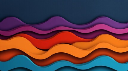 Fototapeta premium Colorful Wavy Patterns with Layered Textures in Vibrant Shades of Blue, Orange, Purple, and Red