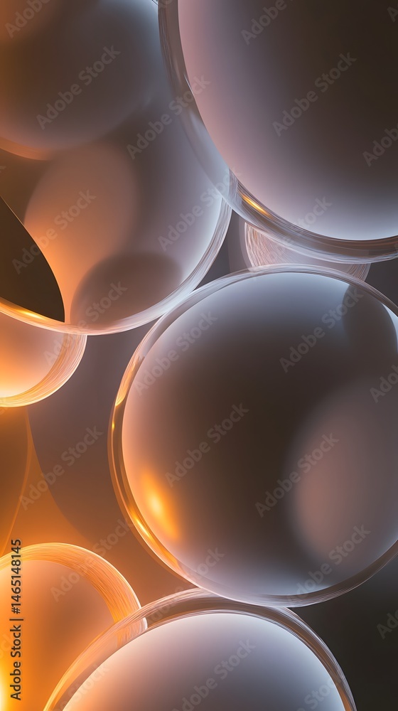 Poster mesmerizing abstract composition of iridescent translucent bubble like spheres in a dynamic display 
