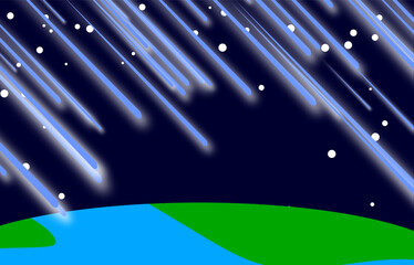 Illustration of meteor storm from outer space