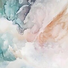 Obraz premium A captivating abstract composition featuring a blend of soft ethereal gradients and fluid marble like watercolor textures in a tranquil palette of pastel tones