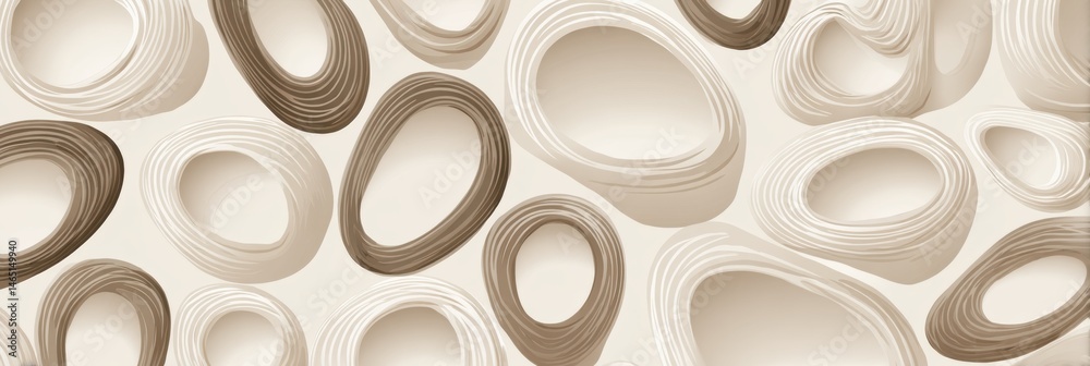 Poster Organic Pattern Depicting Textured Egg Outlines in Soft Matte Tones, Showcasing Intricate Design and Natural Hues in a Modern Setting Generative AI