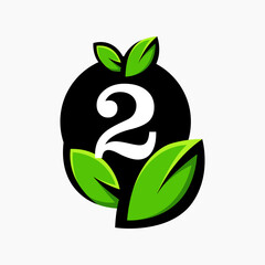 Letter 2 Leaf Logo Design Vector letter template With Leaf Symbol Vector Illustration