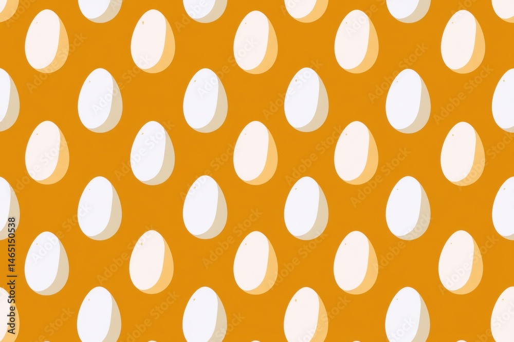 Poster Symmetrical Flat Pattern Featuring Small Egg Icons on a Vibrant Orange Background Showcasing a Playful and Modern Design Generative AI