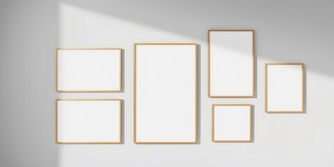 Gallery Wall Mockup Five Blank Frames with Natural Light