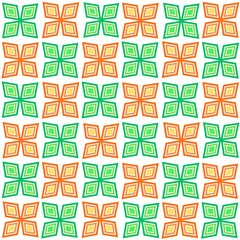 Seamless christmas pattern, Diamond patterns are arranged in orange and green floral patterns.