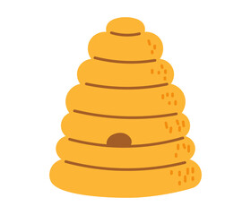 Beehive with a rounded shape showcasing honeycomb design and a small entrance in a simple style