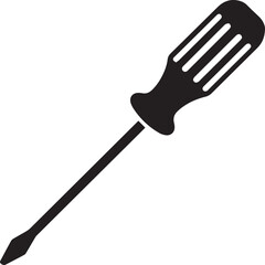 Screwdriver Silhouette Vector – Simple Black Construction Tool Illustration
