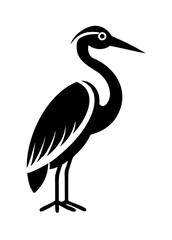 Heron silhouette in profile with elegant features vector illustration