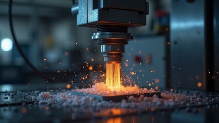 Artistic image of mechanical processing scene