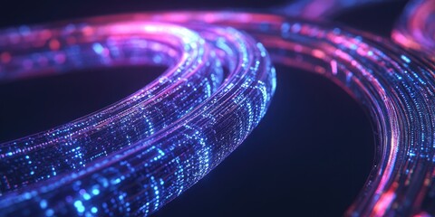Intertwined digital rings of vibrant light