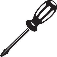 Screwdriver Silhouette Vector – Simple Black Construction Tool Illustration