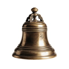 Isolated close up of a vintage bronze bell on a white background